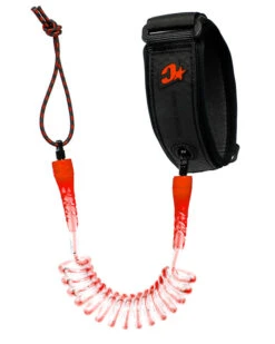 CREATURES OF LEISURE Reliance Bicep Leash - Clear Red Coil/ Black Cuff